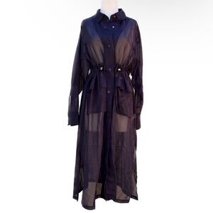 ELAINE KIM Sheer Utility Dress Navy Blue Made In Japan Size Small